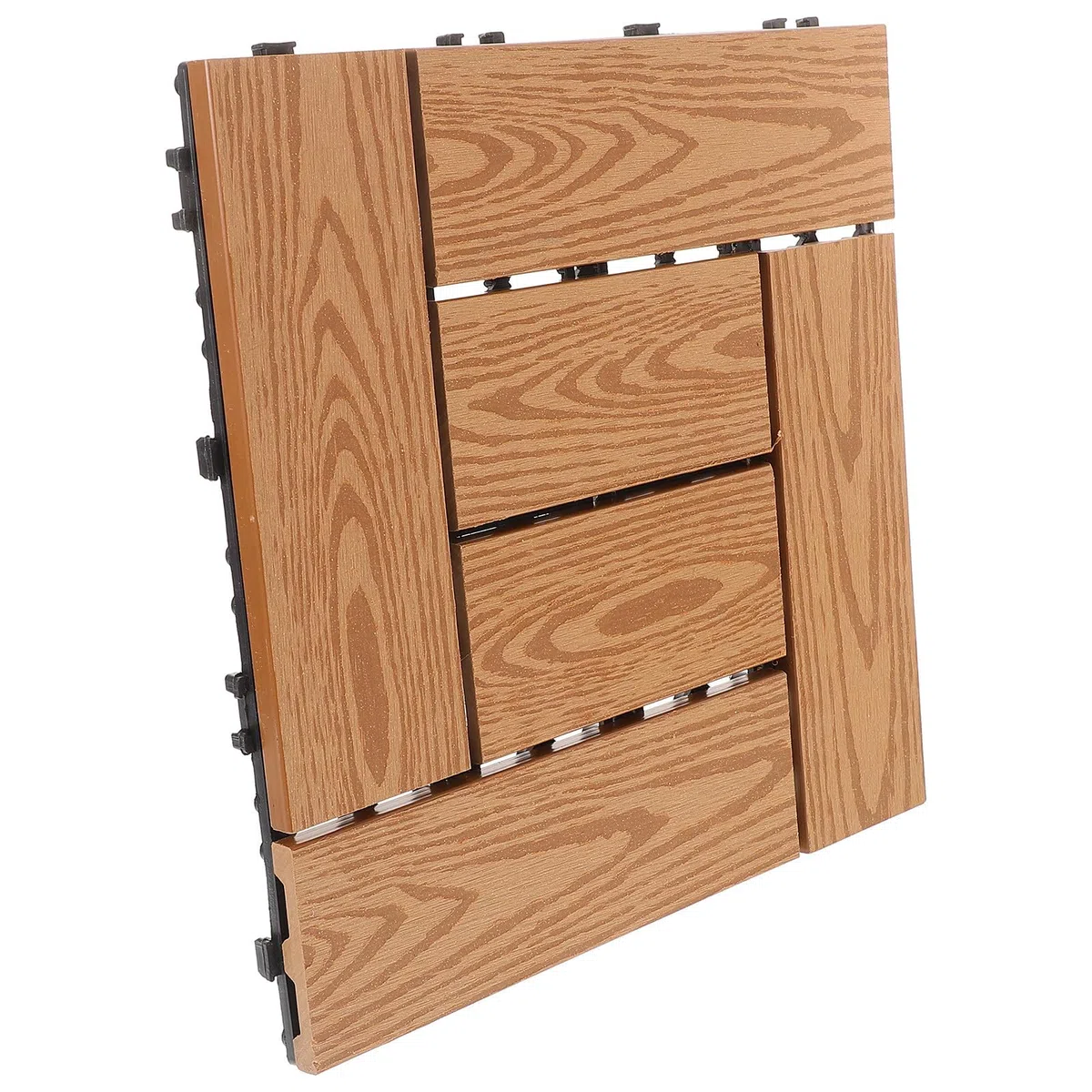 OSALADI Suelo Entrelazado Autoensamblable de Composite Plástico-Madera para Balcón y Terraza, Resistente Intemperie, Color Amarillo, Paquete de 1 M² (11 Piezas), Adecuado para Uso en